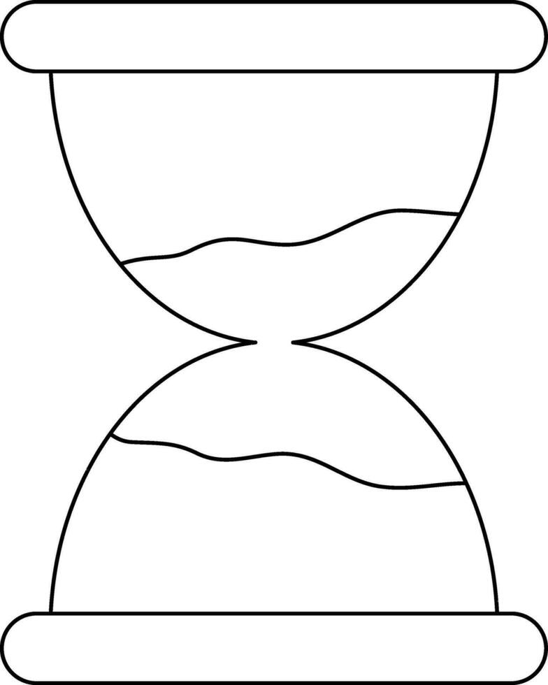 Flat style hourglass in black line art. vector