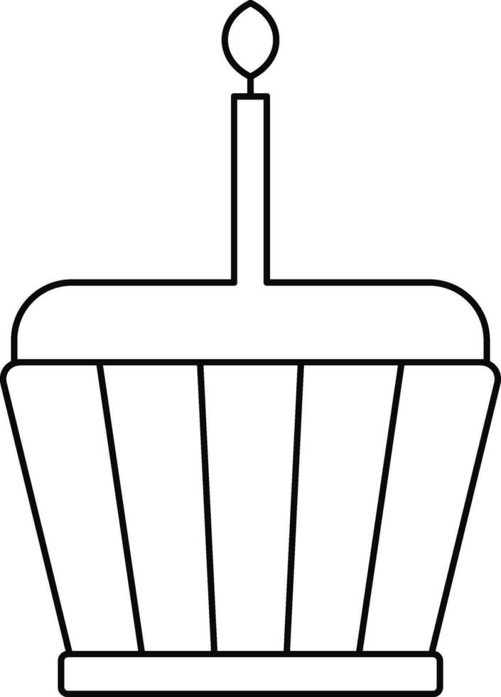 Black line art cupcake with burning candle. 24827987 Vector Art at Vecteezy