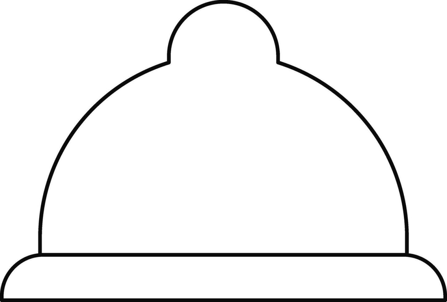 Black line art hat on white background. vector