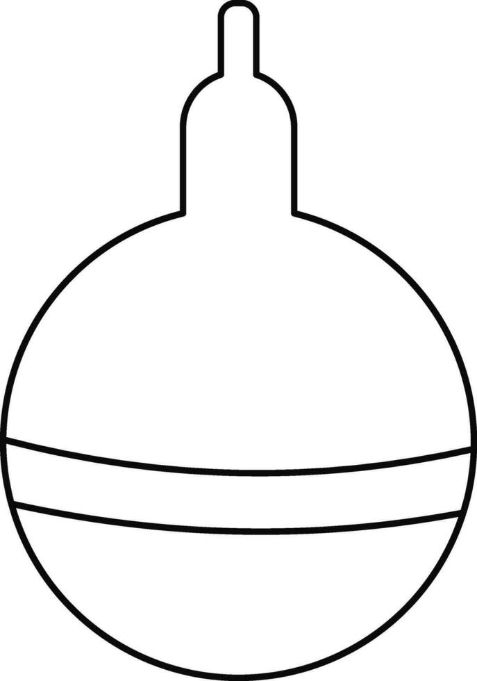 Flat style bauble in black line art. vector