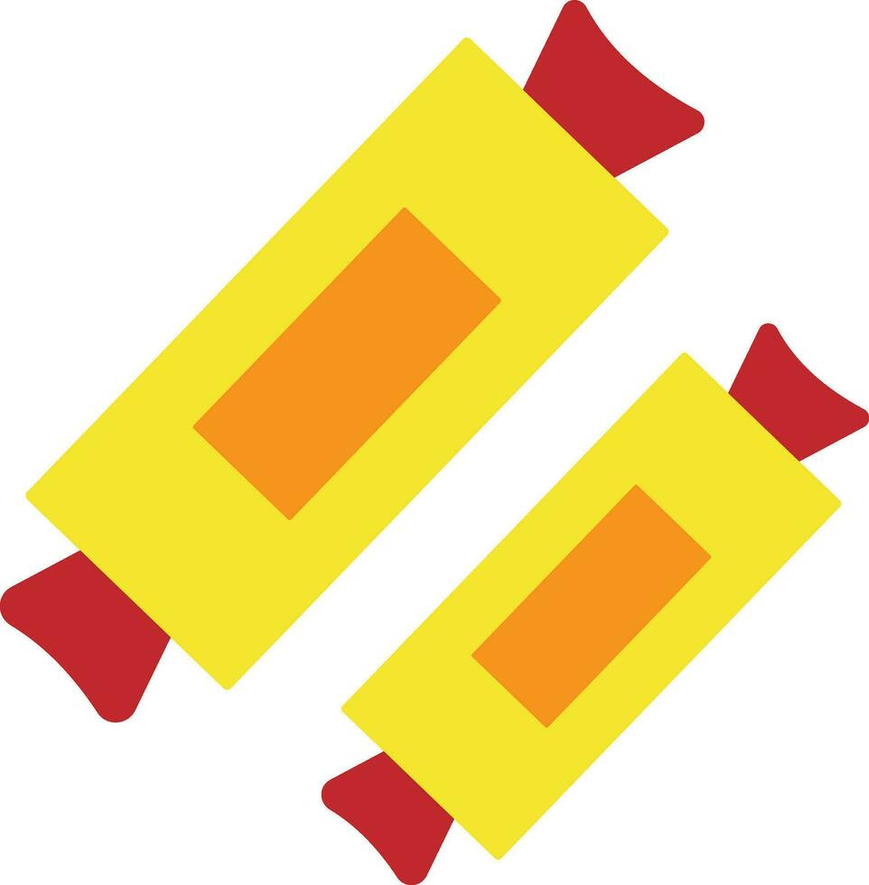 plano estilo caramelo en amarillo y rojo color. vector