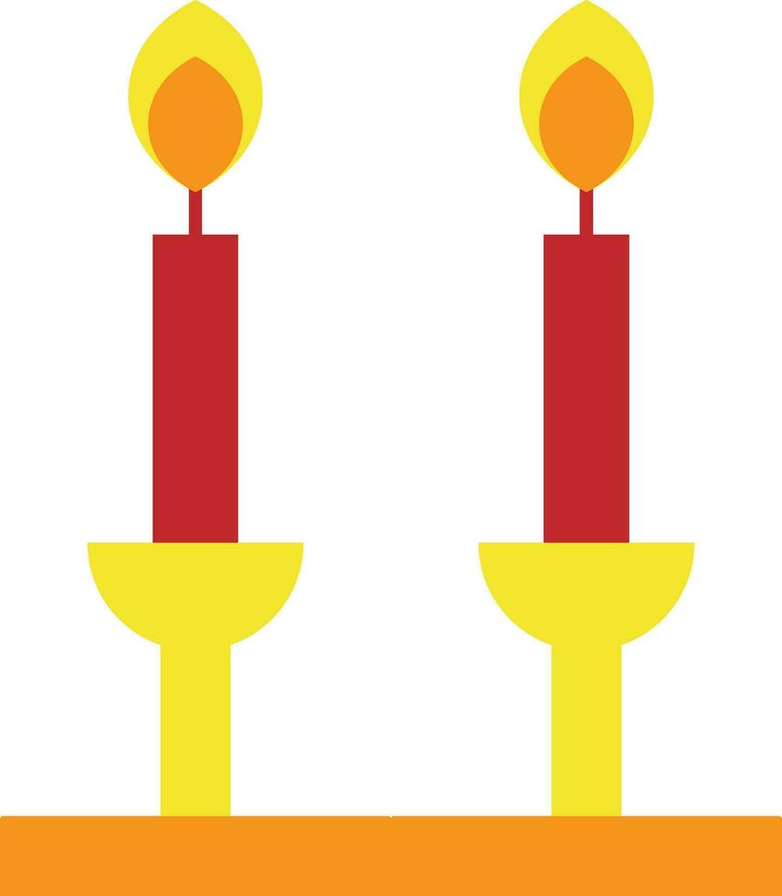 Red and yellow candles stand. vector