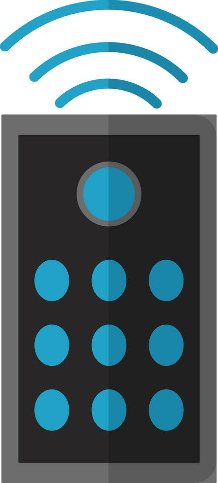 Grey remote control with blue wifi. vector