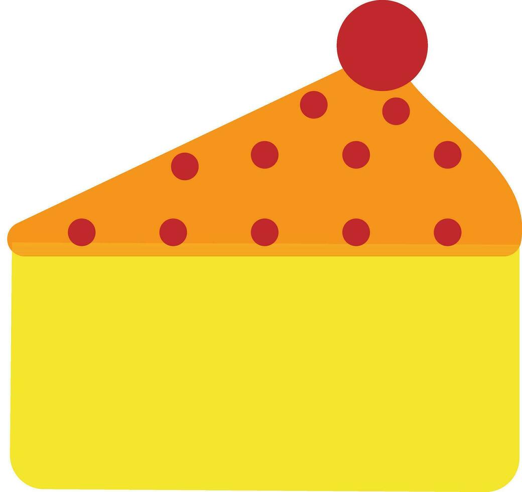 Red strawberry decorated orange and yellow pastry. vector