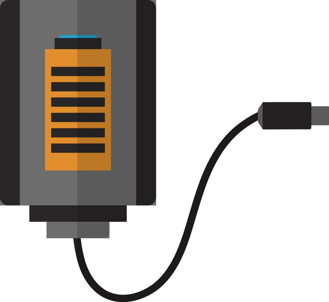 Ggrey and orange battery with charger. vector