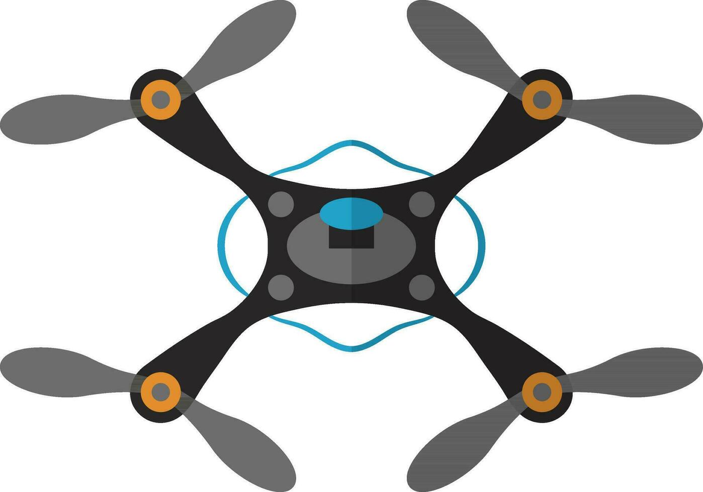 Grey and orange drone camera. vector