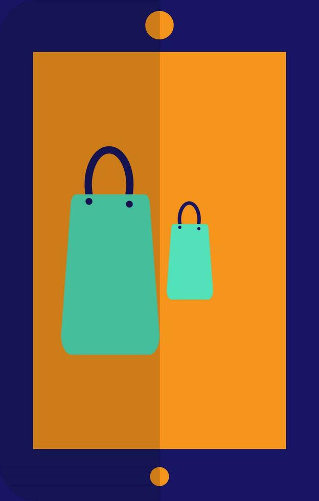 Illustration of shopping bags in smartphone. vector