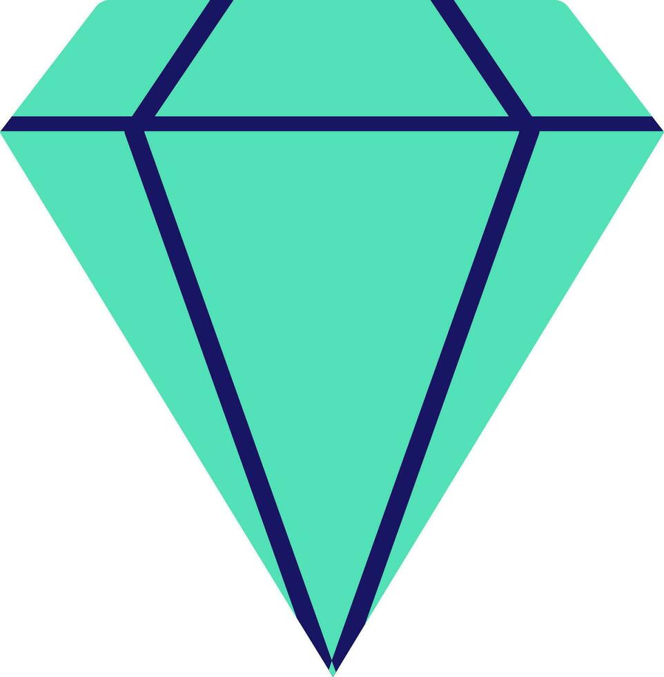 Flat style diamond in blue and green color. vector