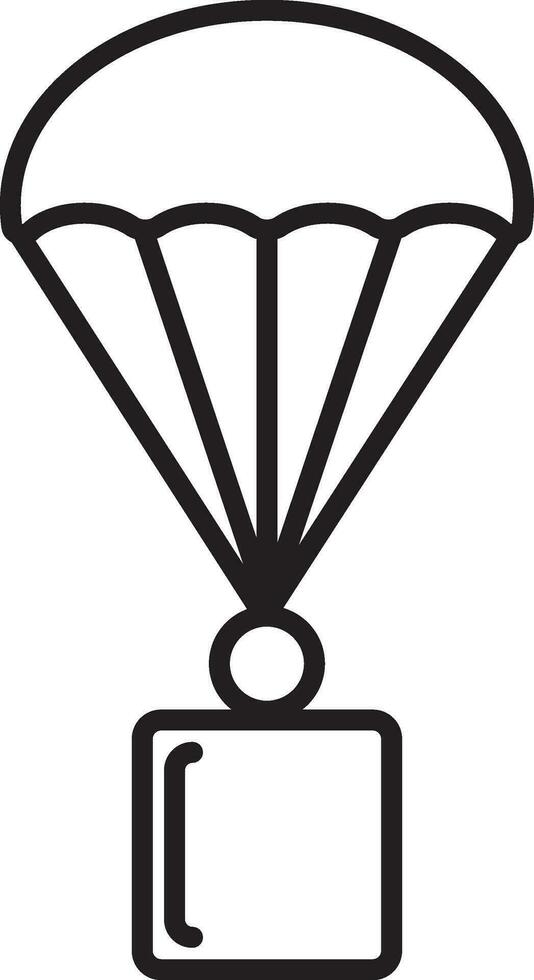 Black line art air balloon with box. vector