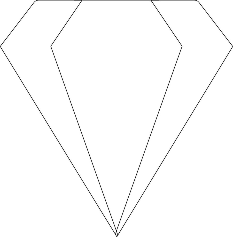 Flat style diamond made by black line art. vector