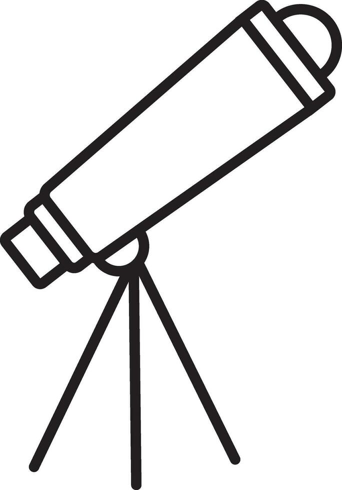 Black line art illustration of a telescope. vector
