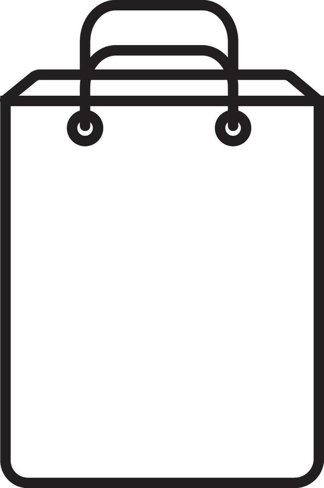 Black line art illustration of a shopping bag. vector