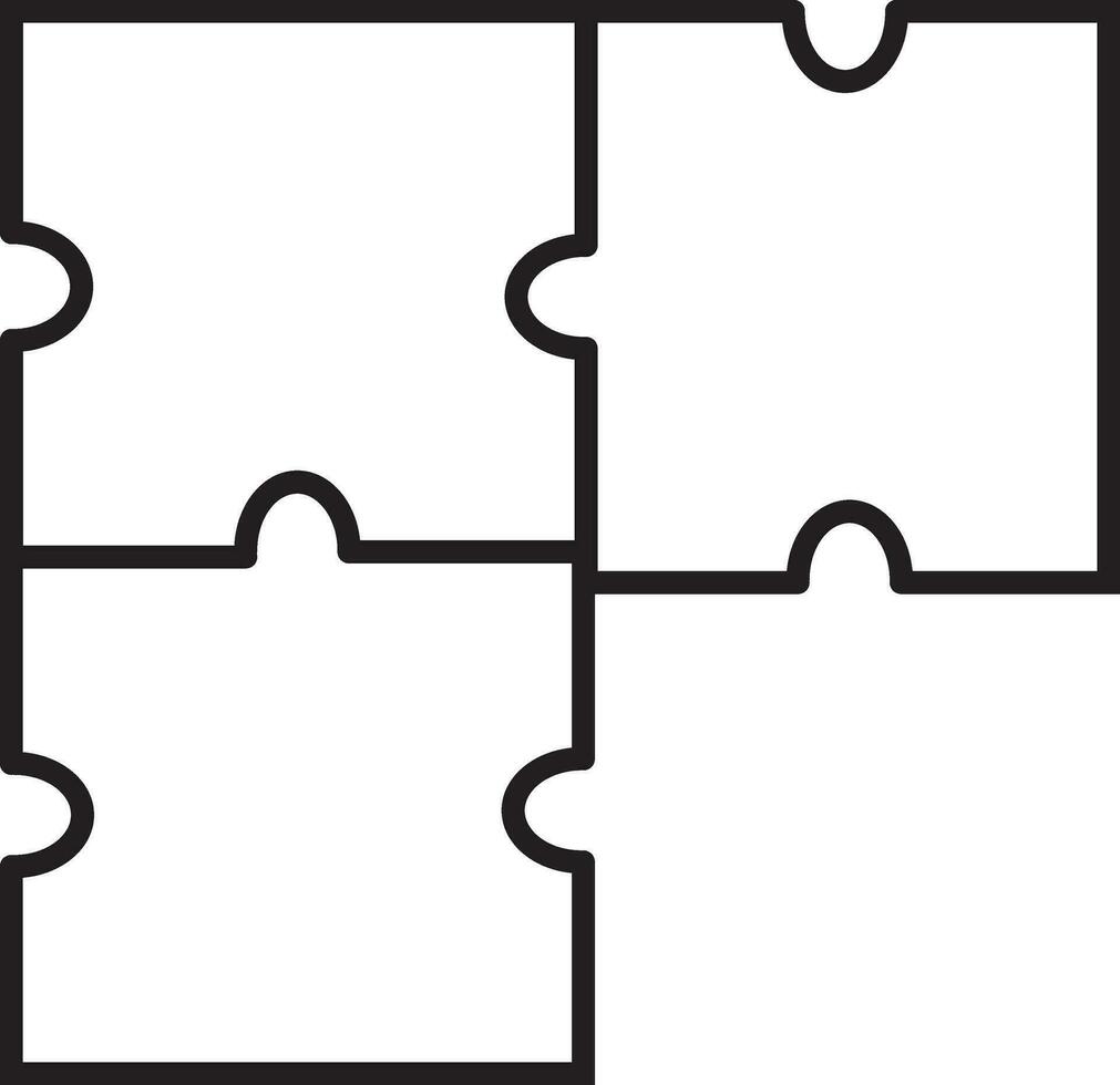 Flat style puzzles in black line art illustration. vector