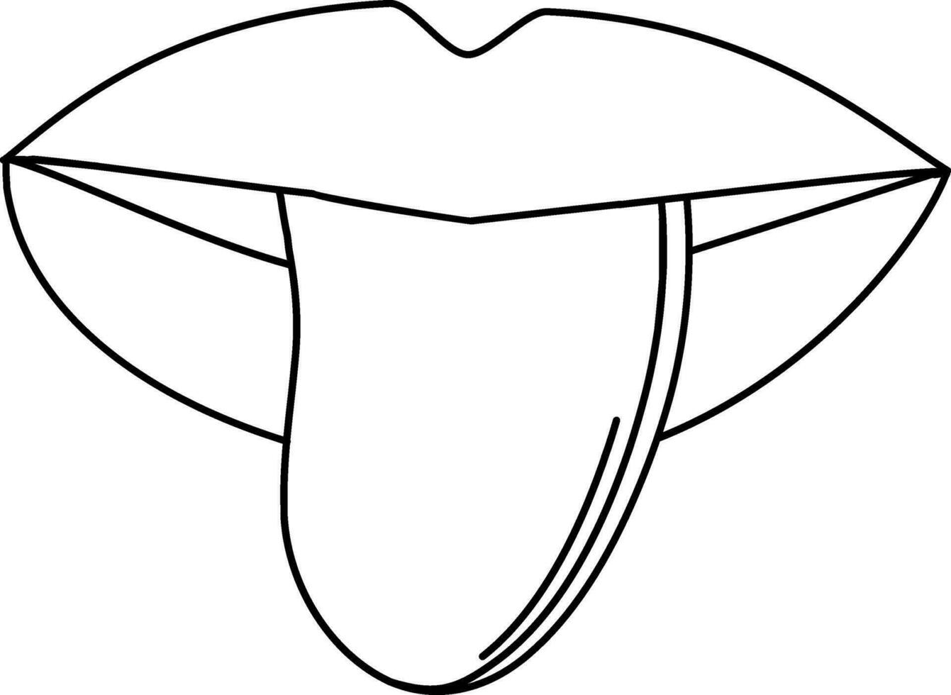 Human tougue with lips in stroke style. vector