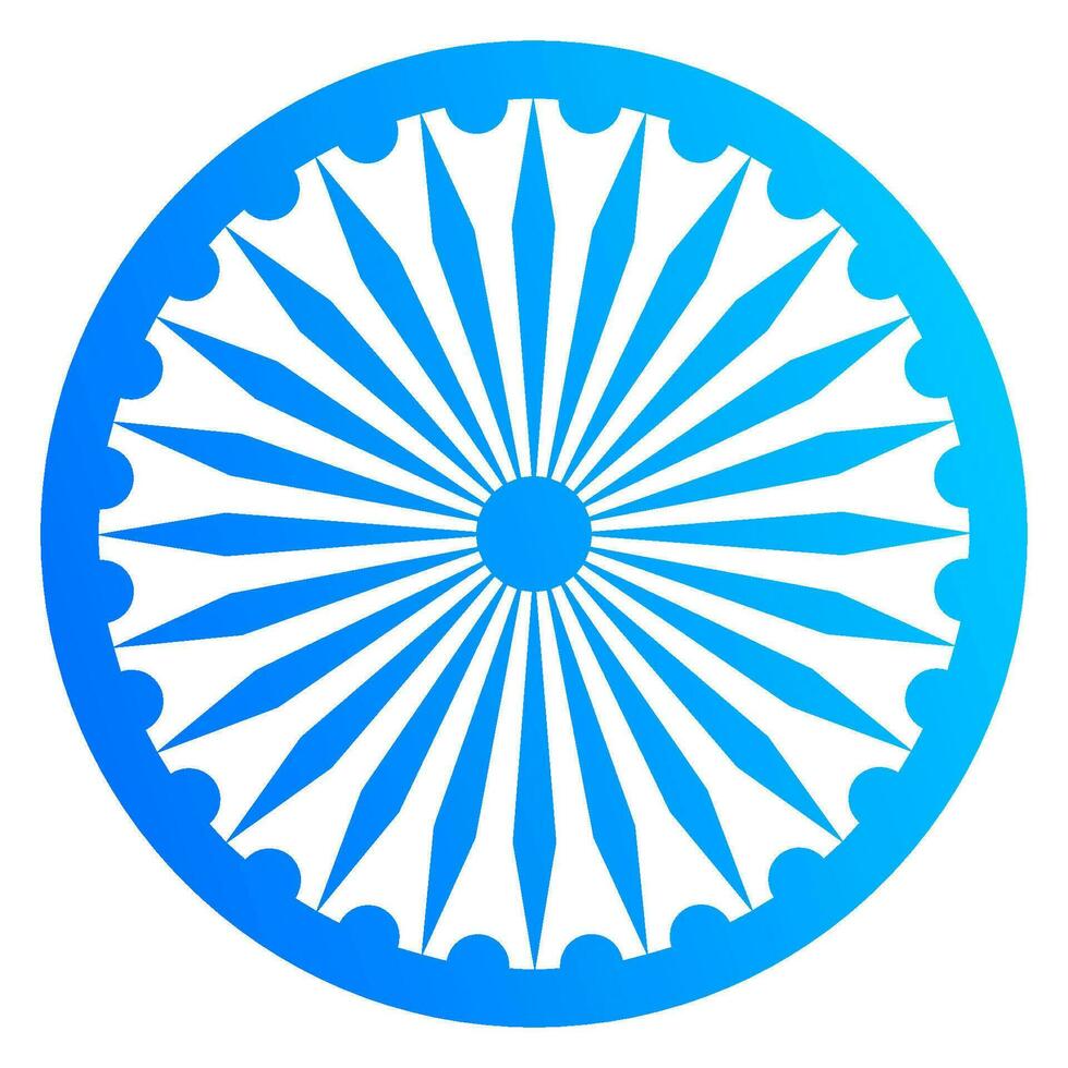 Shiny blue ashoka wheel on white background. vector