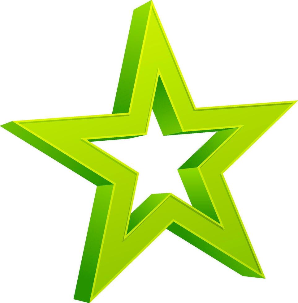 3D shiny star in green color. vector