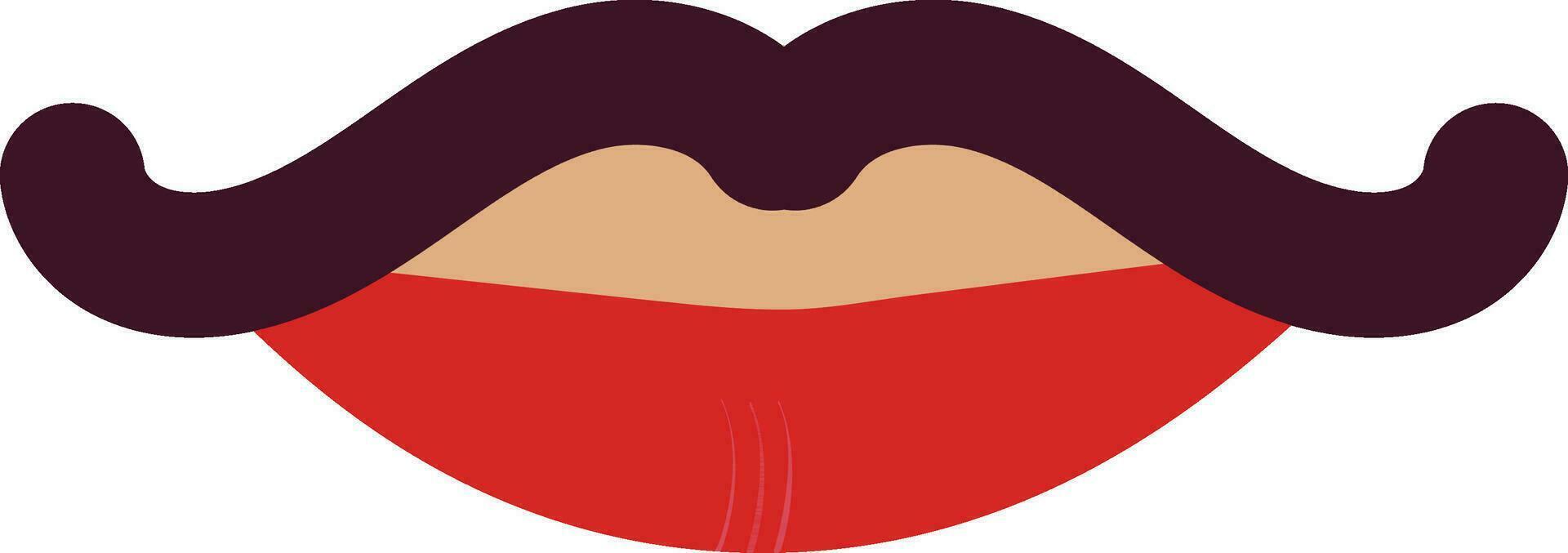 Moustache with lips in color of human body. vector