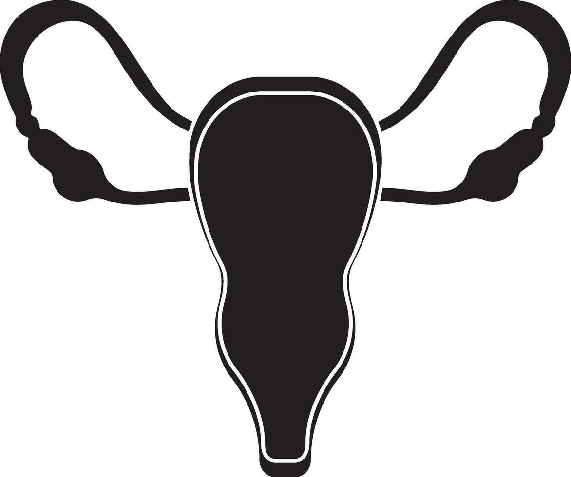 Uterus icon in glyph style for female body part. vector