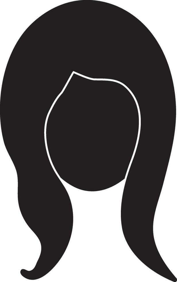 Female face with long hair in black for body part. vector