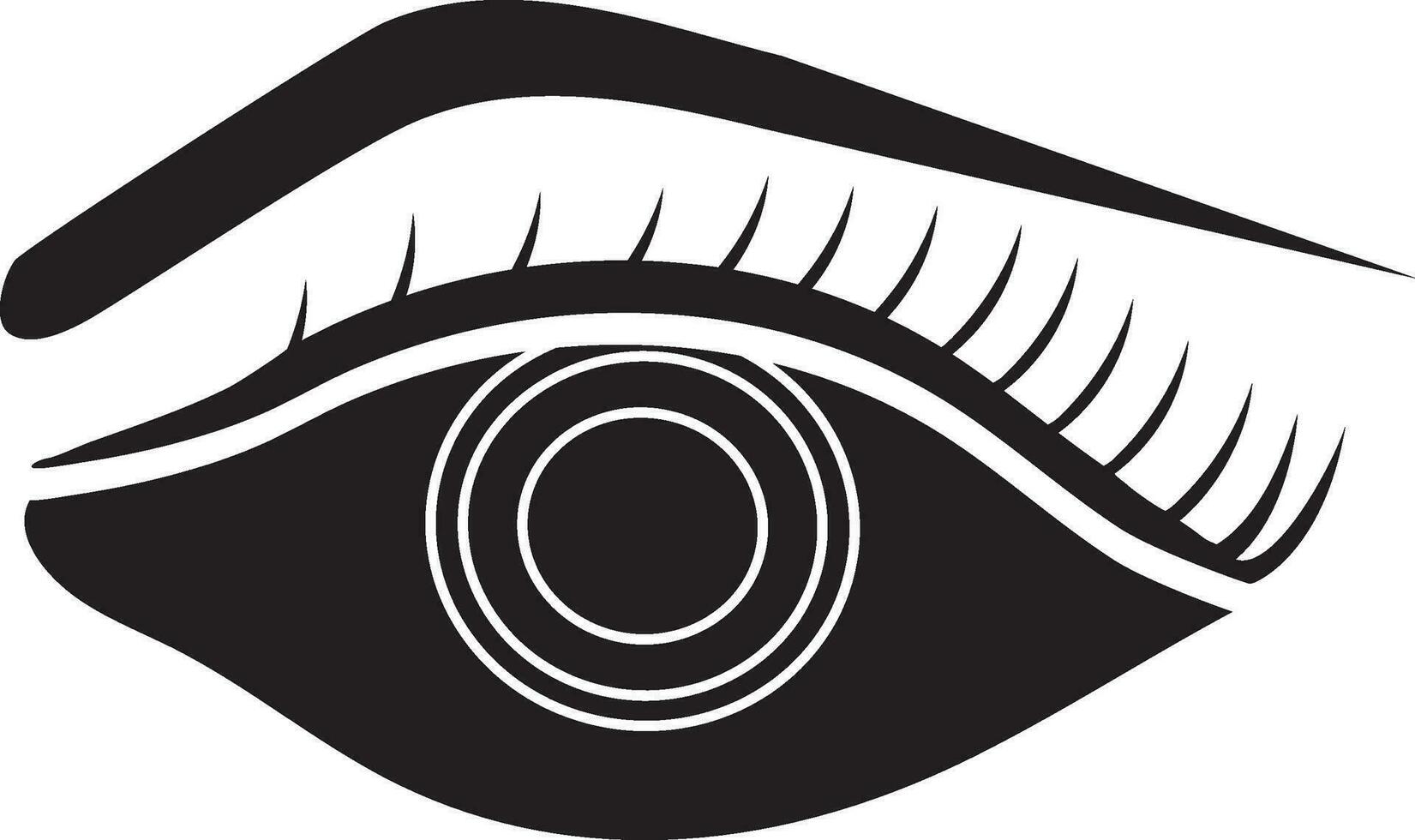 Eye icon with eyebrow in glyph style for human body. vector