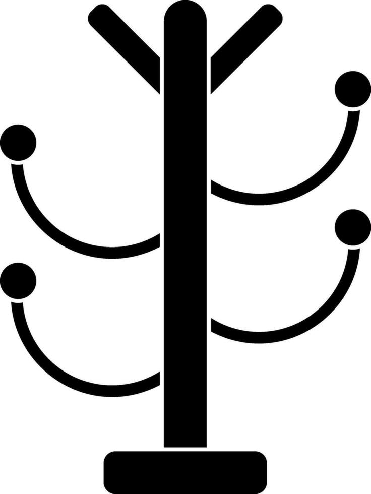 Glyph style of coat stand icon made with wood. vector
