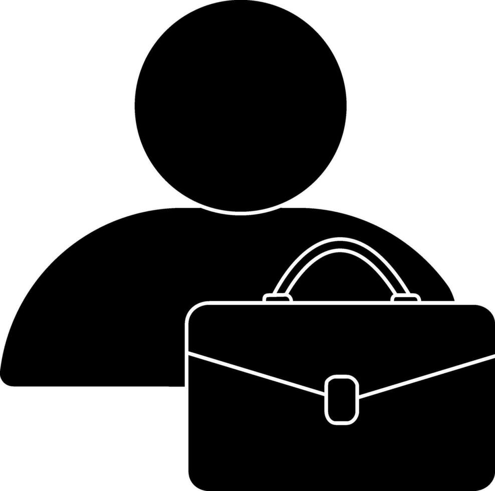 Black of employee with briefcase for job search. vector
