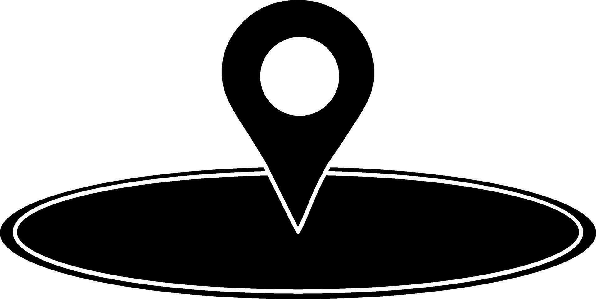 Black style of map pin icon with circular path. vector