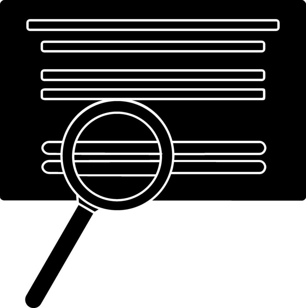 Black style of document seen with magnify glass. vector