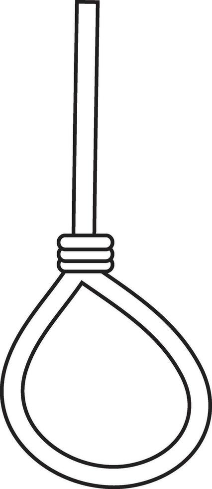 Black line art suicide rope on white background. vector