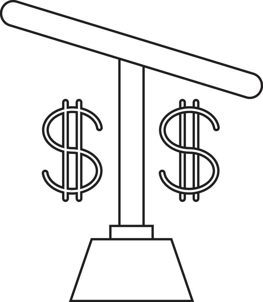 Justice scale in black line art. vector