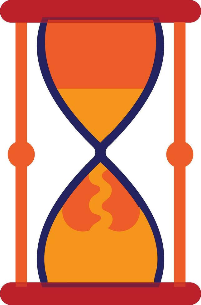 Red and orange hourglass in flat style. vector