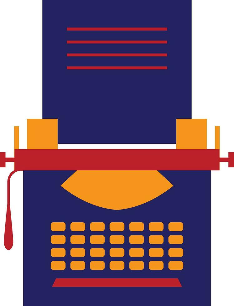 Typewriter machine in blue and orange color. vector