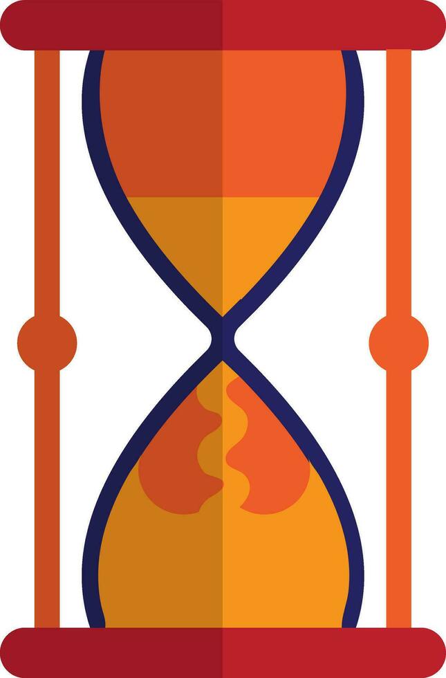 Red and orange hourglass in flat style. vector