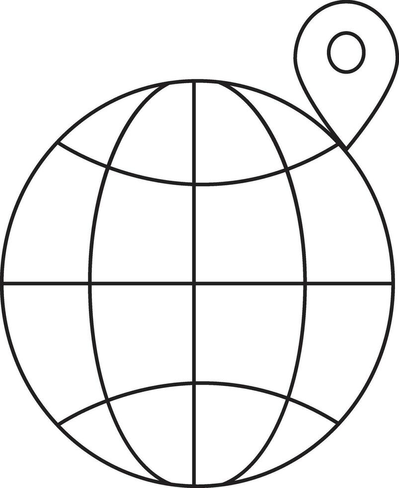 World grid with placeholder in black line art. vector