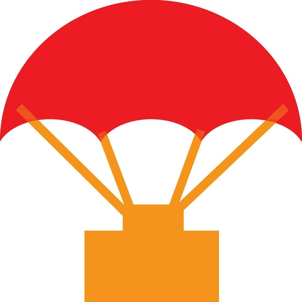 Red and yellow hot air balloon with box. vector