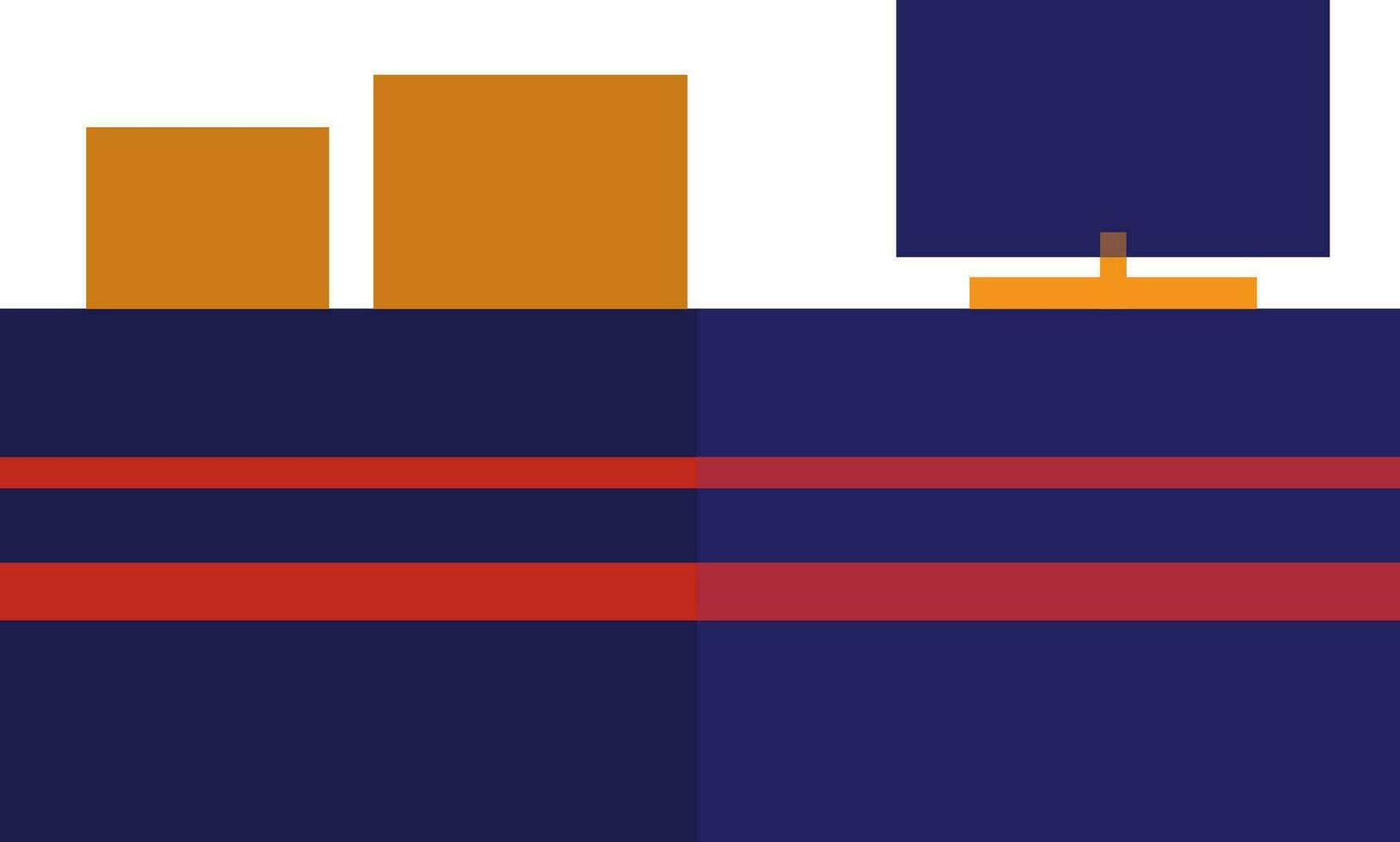 Computer with boxes on desk. vector