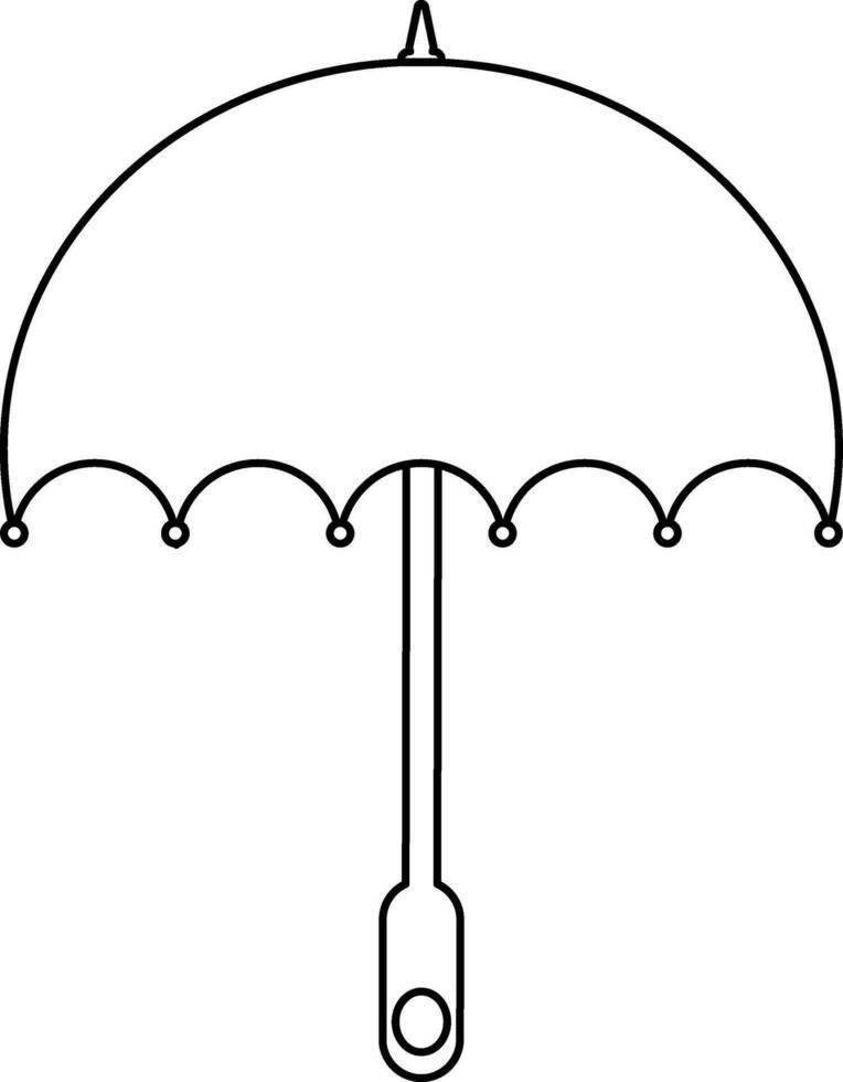 Open umbrella icon with handle in stroke. vector
