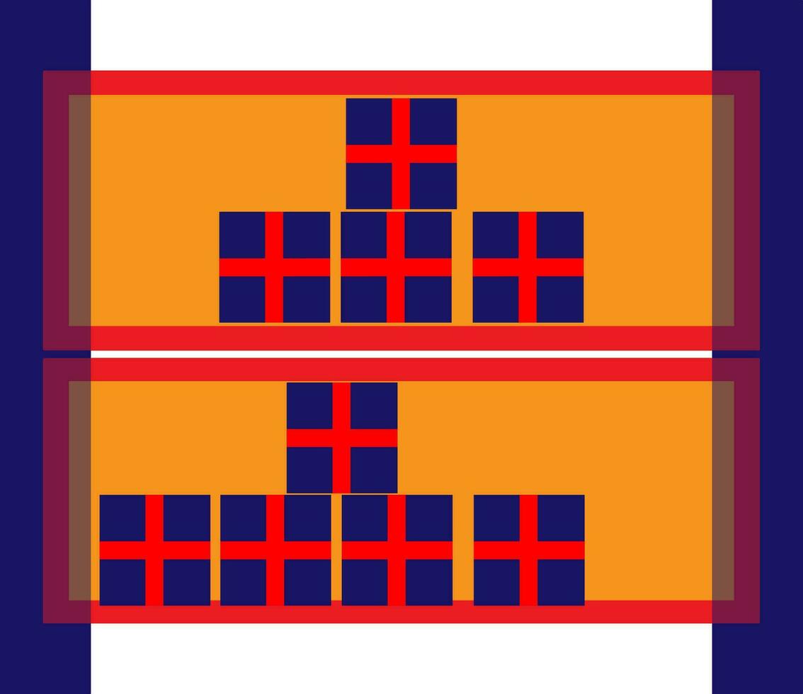 Shelving with boxes in red blue and orange color. vector