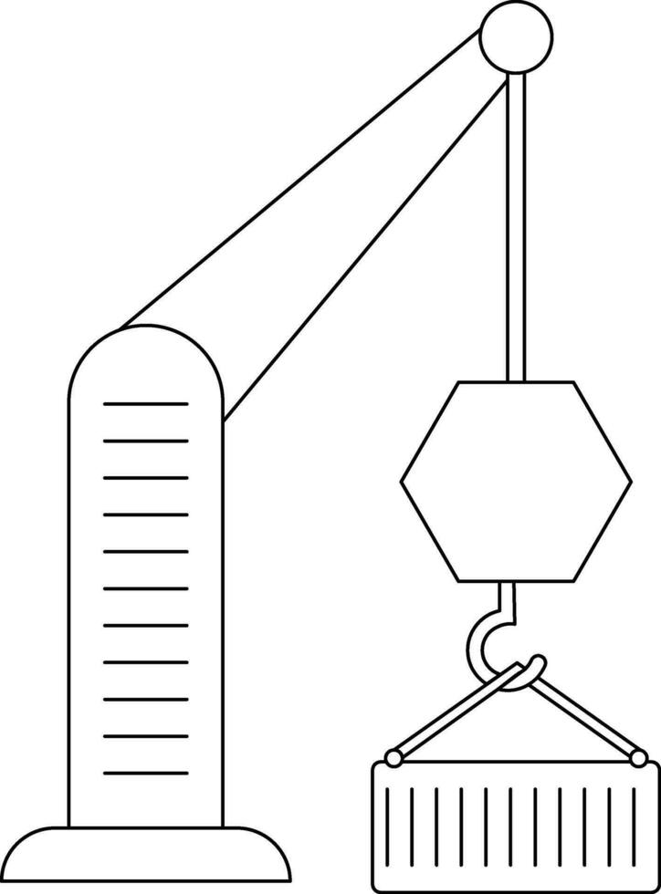 negro línea Arte ilustración de envase con grua. vector