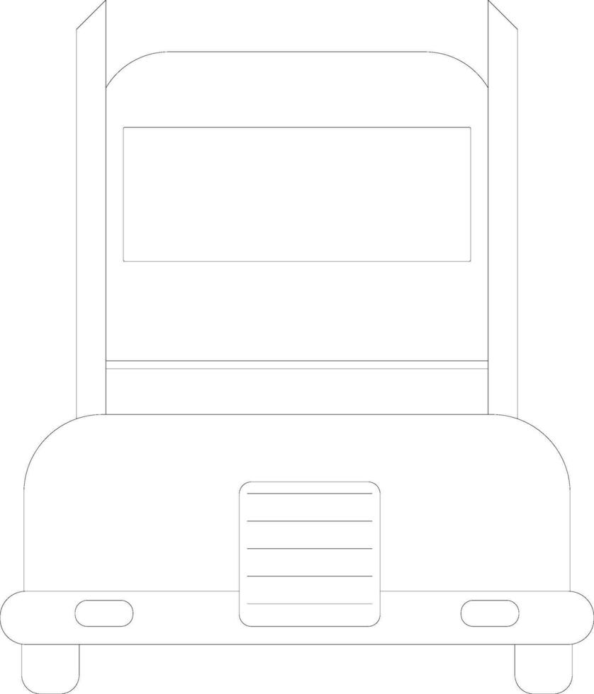 Black line art truck in flat style. vector