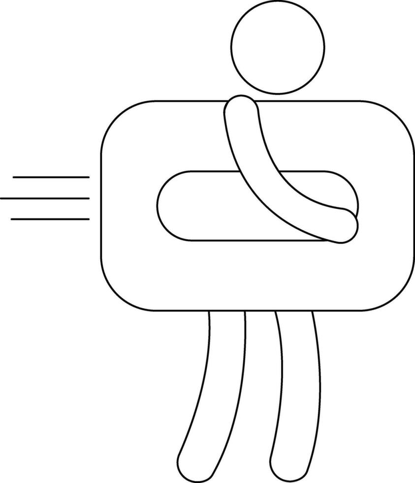 Character of line art human holding box. vector