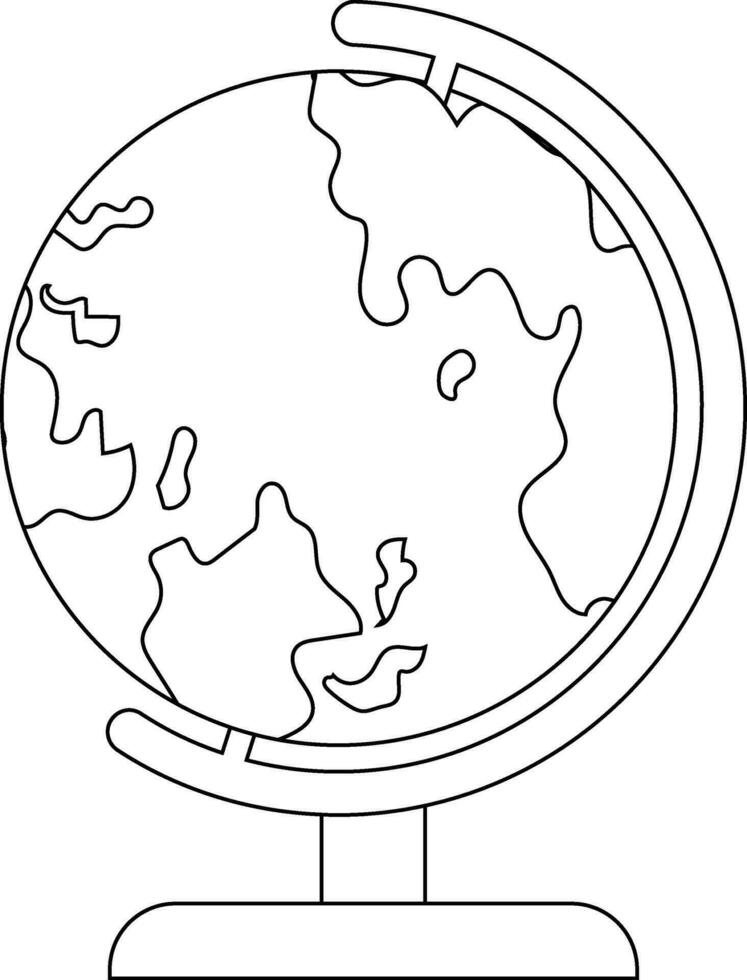 Earth globe in black line art illustration. vector