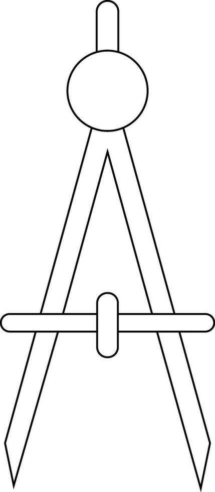 Drawing compass in line art illustration. vector