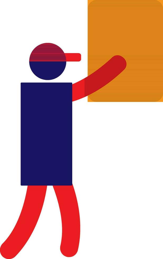 Character of faceless human holding box. vector