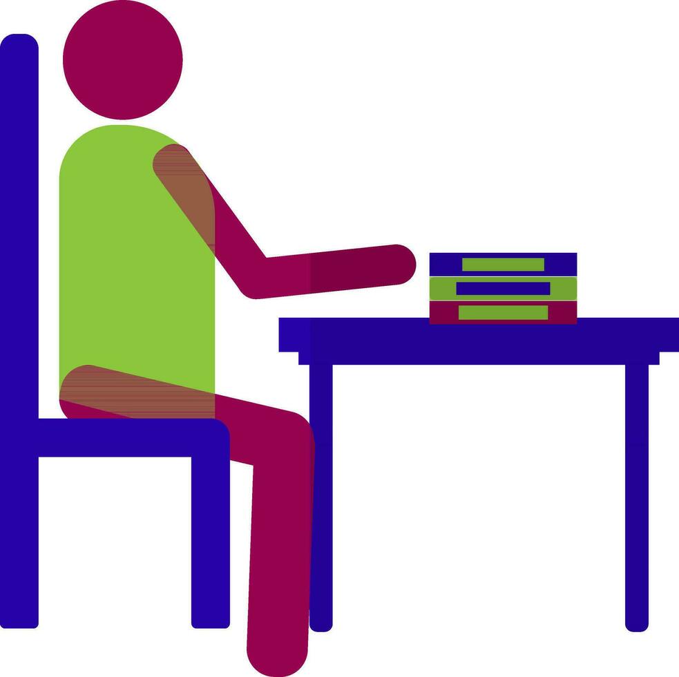 Character of man sitting in chair. vector