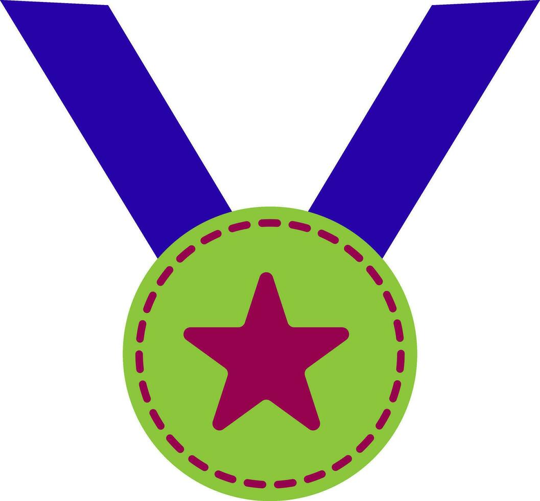 Blue, green and pink ribbon with star medal. vector
