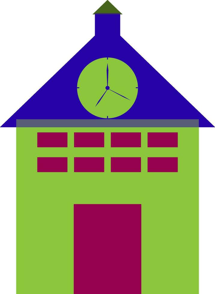 Hut in green, pink and blue color. vector