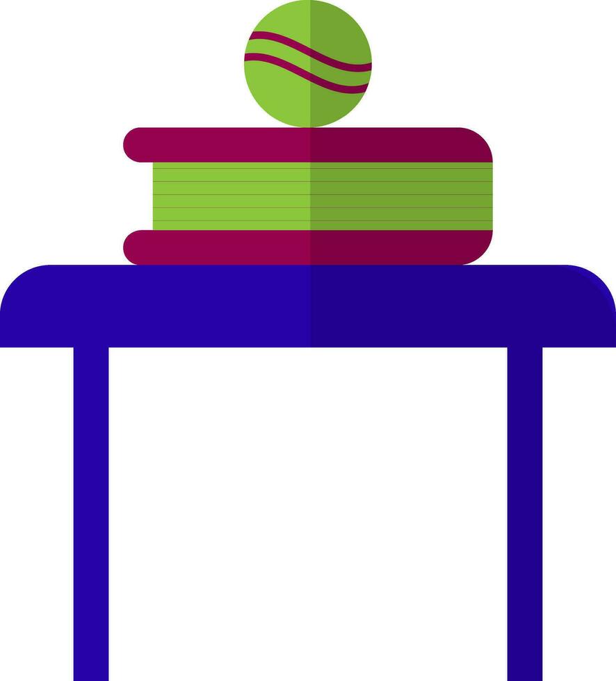 libro con pelota en mesa en plano estilo. vector