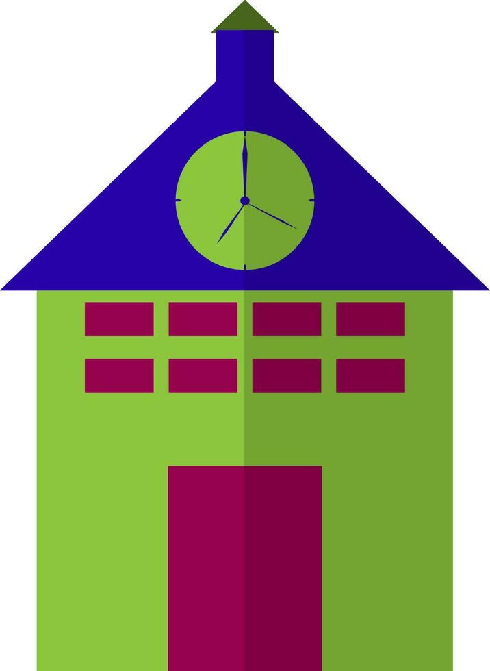 Hut in green, pink and blue color. vector