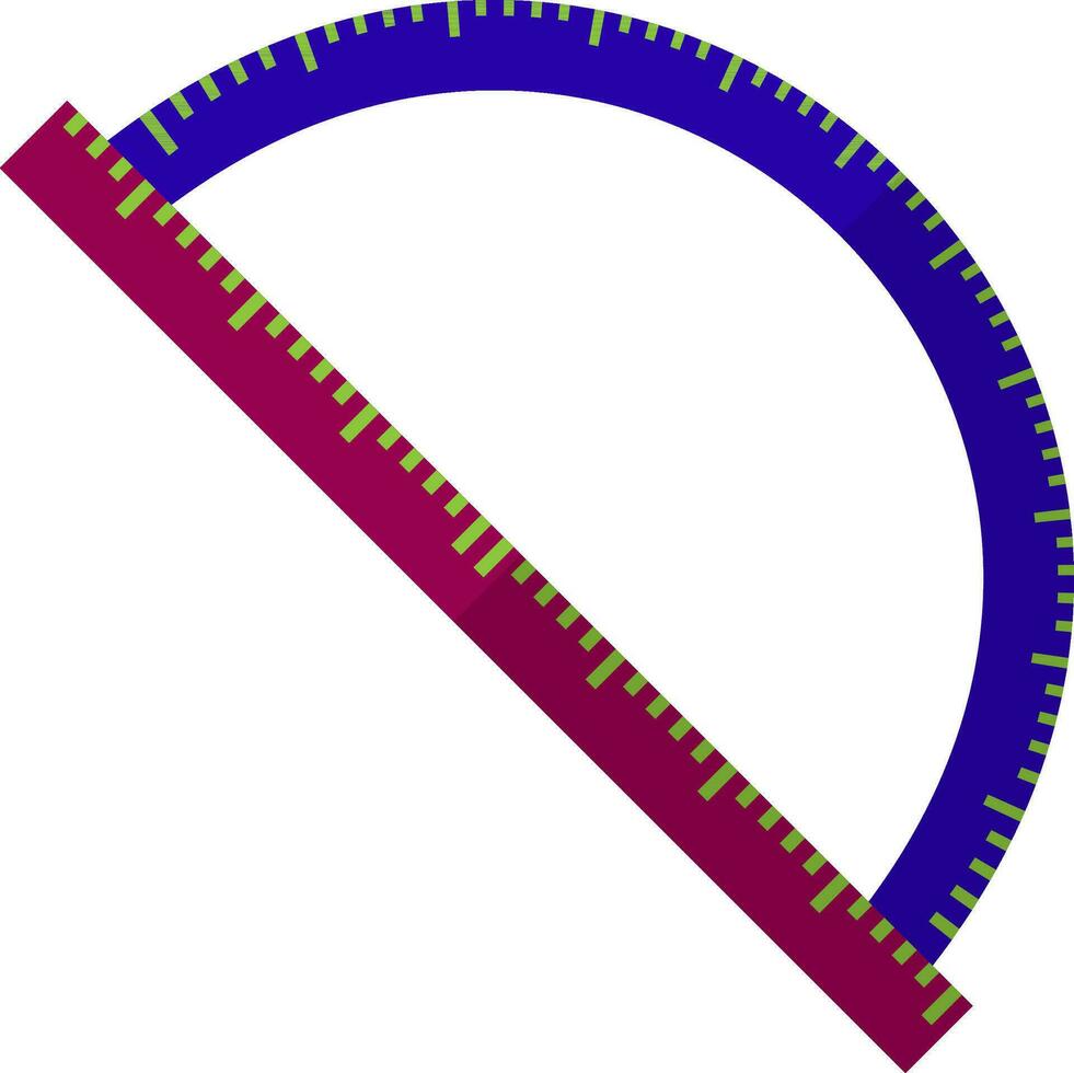 Pink and blue protractor in flat style. vector